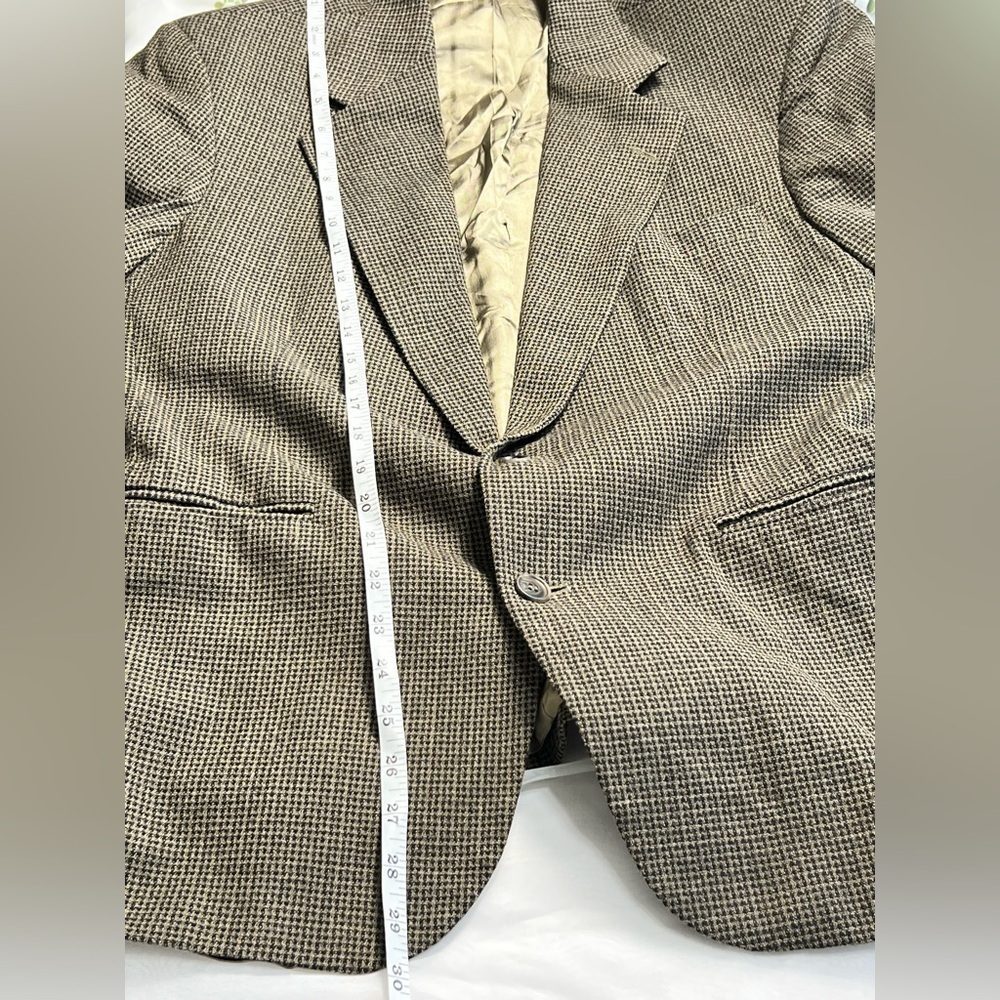 Haggar Vintage Men's Blazer Jacket Size 44L Brown Tweed Wool Blend Sport Coat - Picture 8 of 13
